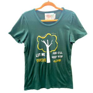 Crew neck short sleeve tee in dark green Upcycled Graphic